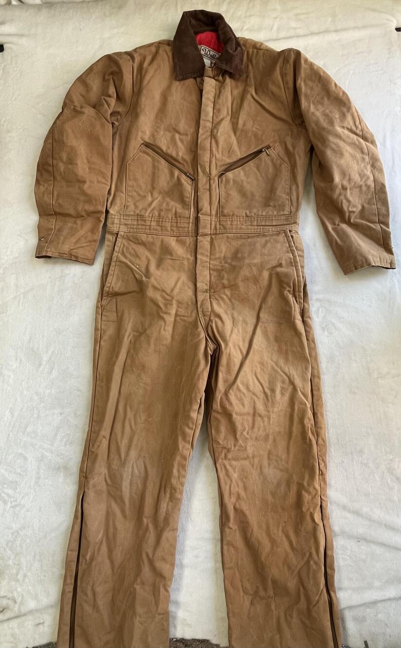 Vintage Walls Blizzard Pruf Coveralls Mens Large Brown Insulated Workwear USA